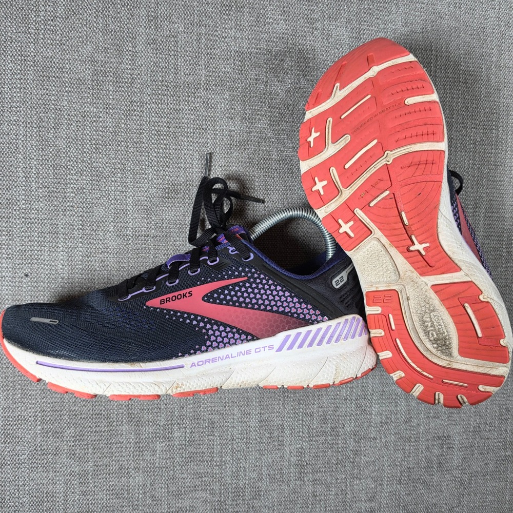 Brooks Adrenaline GTS 22 Womens 9 Navy Purple Coral 1203531B080 Running Shoes